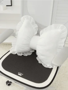 1 pernă decorativă în formă de fundă, pernă cu fundă din dantelă roz, pernă de canapea cu design drăguț și fundă, potrivită pentru decorarea zilnică, Halloween, Crăciun