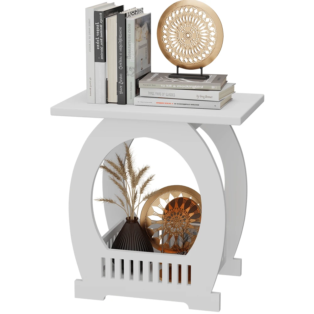 Lislark Bedside Table Cabinet Side End Coffee Tea Table Nightstand Storage Shelf White - White - View 1