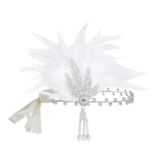 1920 年代羽毛头带，波西米亚头饰，锌合金菱形框架，女士 1920 年代羽毛装饰头带，重返校园