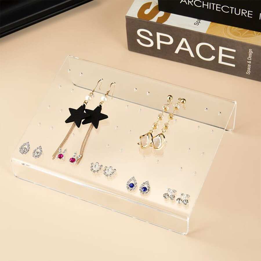 透明亚克力珠宝展示板耳环唇环展示架耳环吊坠多孔珠宝展示架 - 彩色 - 查看 1