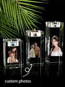 1 pieza Cristal personalizado, impresión integrada a color, material de resina, grabado con fotos y texto, regalo conmemorativo de mascota, decorativo, exquisito, de moda, de alta calidad, lindo, moderno, personalizado, único, regalo personalizado, regalo personalizado para mujeres, esposa