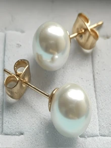 1 par de brincos simples de pérolas de água doce coreanas para mulheres, brincos de luxo leves e pendurados nas costas, o melhor presente para mulheres, brincos de pino modernos e personalizados