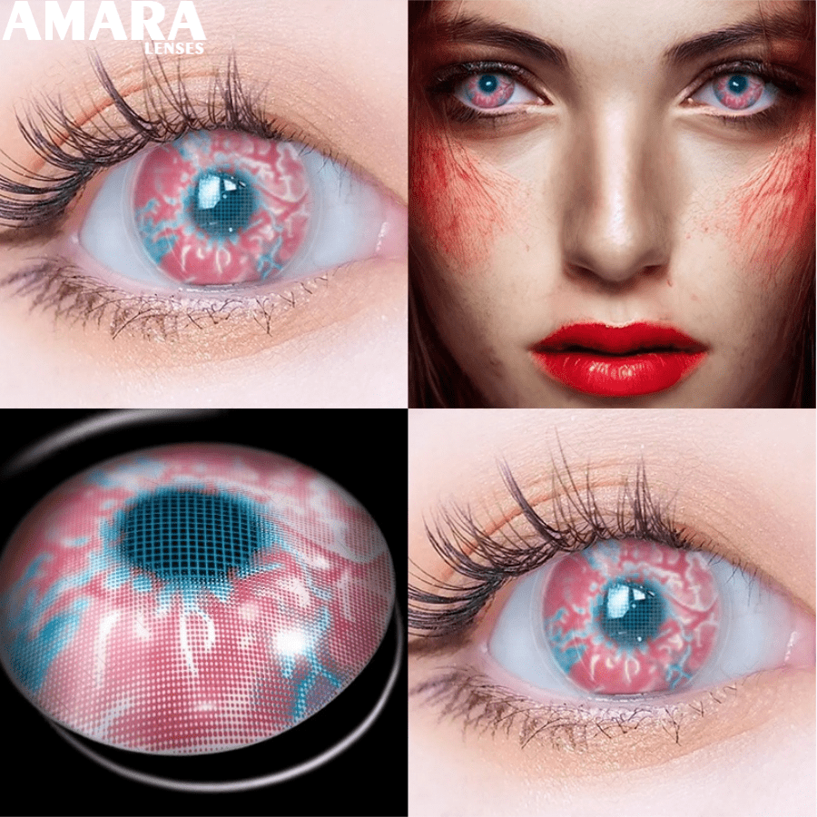 Lentes de contato coloridas para cosplay AMARA Crazy para olhos Lentes de contato coloridas assustadoras de Halloween Acessórios de anime Maquiagem para cosplay Fantasia de Halloween Cosplay