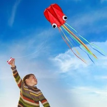 1 Set Large Octopus Kite, Long Tail, Elegant & Easy To Fly, Beach Kite, Fun Toy For Adults (Red + Blue), Some Colors Random - Multicolor - View 4