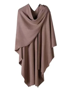 Khăn choàng len dệt kim cỡ lớn có đường xẻ bên hông - Khăn choàng làm từ sợi dệt lõi, thắt lưng có thể điều chỉnh dành cho nữ khi mặc váy - A - Xem 20