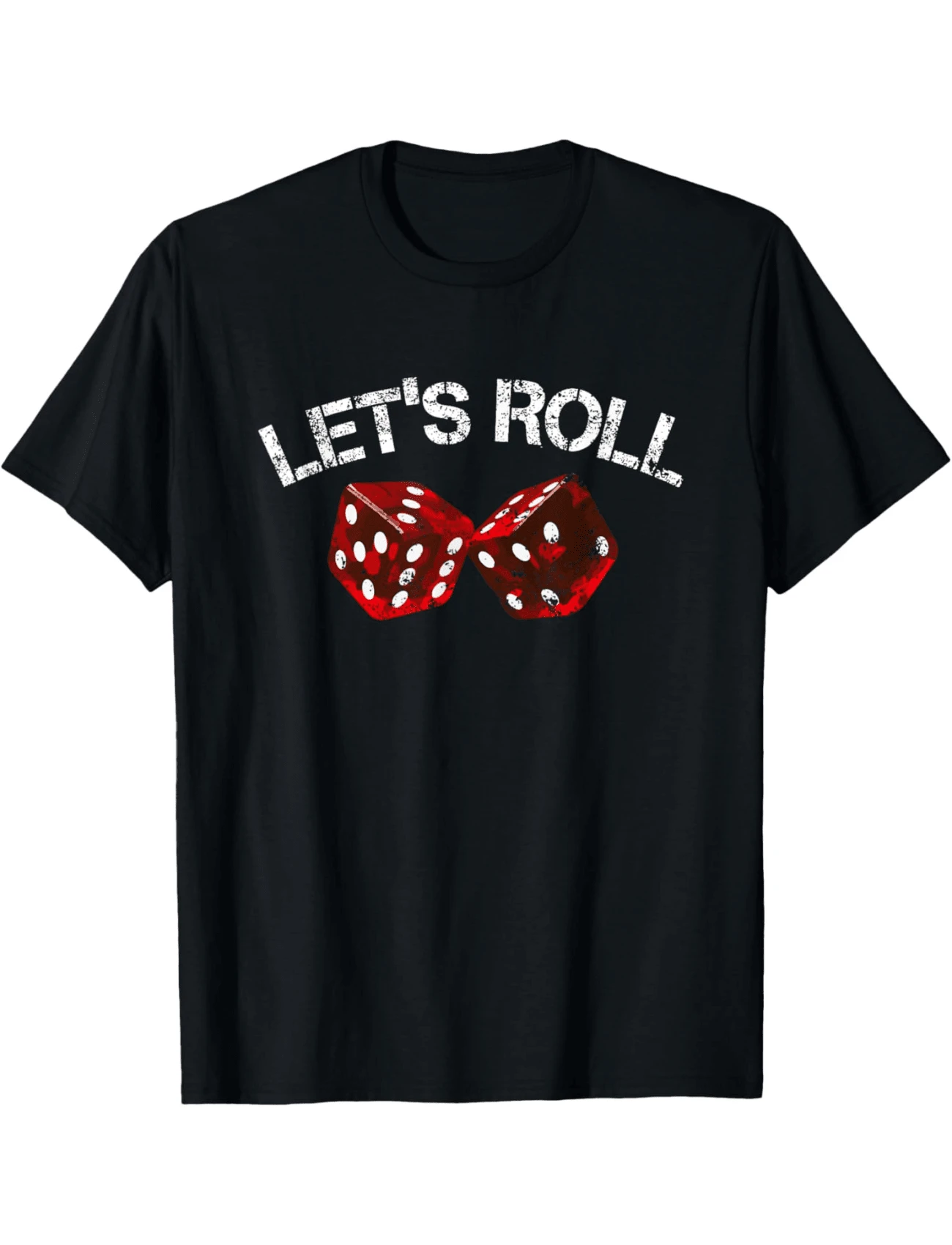 Let's Roll Funny Red Dice Craps Game Night Graphic Print Tee,Unisex Cotton Casual T-Shirt - màu đen - Xem 1