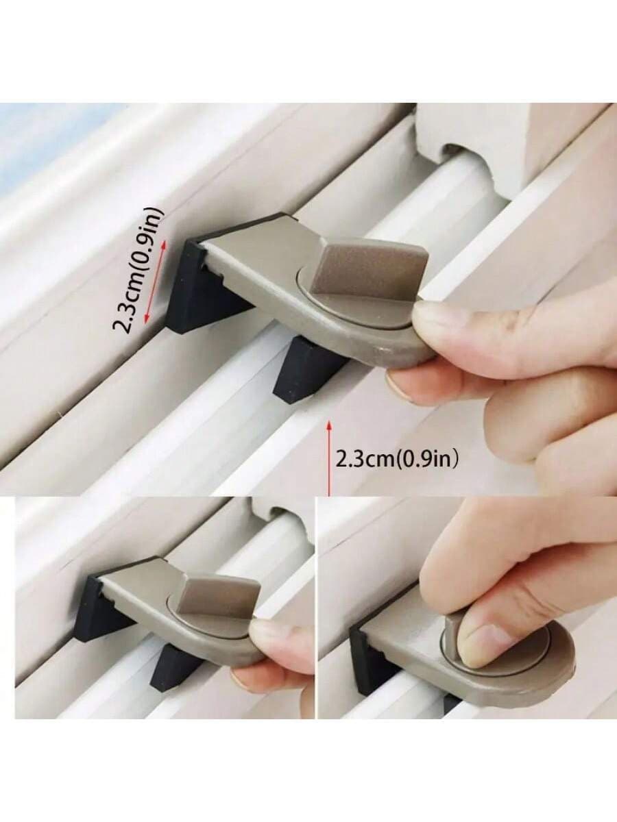 2 Heavy Duty Aluminum Alloy Safety Locks For Sliding Doors And Windows - Enhanced Anti-Theft, Child Safety, Anti-Pinch, And Anti-Fall - Home Safety Features - Brown - View 1