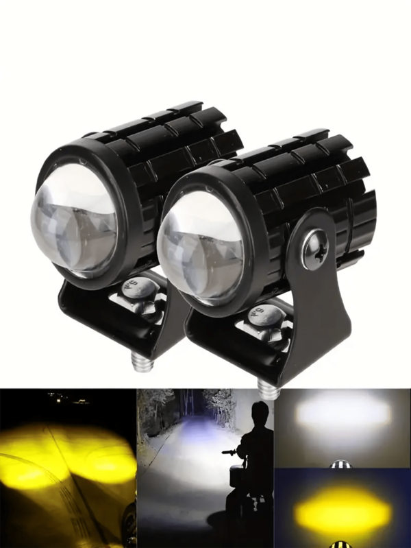 Farol de Condução LED para Motocicleta 12V 24V Branco/Amarelo, Lâmpada de Neblina LED Mini para Off-Road da Tira LED para Carros