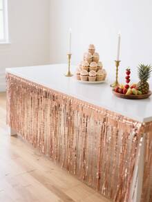1 件 75*275 厘米玫瑰金串珠窗帘桌裙，婚礼生日派对节日甜品桌装饰，毕业活动餐桌装饰 - 玫瑰金 - 查看 8