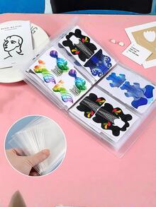 1-częściowy organizer na naklejki do zdobienia paznokci – duża pojemność, matowa, przezroczysta książka z kolorowym kwiatowym wzorem, idealna na naklejki i kalkomanie do paznokci, organizer na kosmetyki | Przezroczysty organizer na ozdoby do rąk