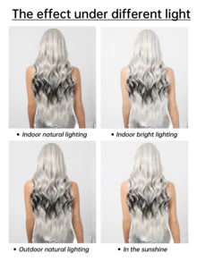 26 Inch Silver White Mix Black Wig Long Wavy Synthetic Wigs Multicolor Cosplay Halloween Fake Hair For Women Heat Resistant,Natural Sexy Simple Casual Sports Preppy Cosplay Heat Resistant Fake Hair Or Holiday Party Everyday Wear,Halloween Christmas Gifts, Gifts For Girlfriends,Gifts For Girlfriends - Piano Color - View 10