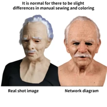 2pcs/Set Sinister Old Man Latex Mask, Bald Head Character Cosplay Prop, Fits Most - Beige - View 3
