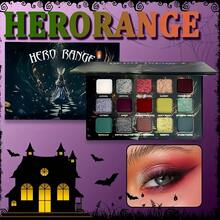 15 色动漫地下眼影盘，大地色调，闪亮哑光和高光质地，精细研磨，持久防水，打造迷人眼妆，内置镜子，适合烟熏眼妆，珍珠，多功能化妆盘，非常适合万圣节、圣诞节、狂欢节、派对、化妆派对、角色扮演、生日、情人节礼物，HERORANGE - 彩色 - 查看 2