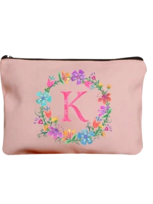 Necessaire Personalizada com Letra em Inglês, Necessaire de Maquiagem Floral em Aquarela na Moda, Necessaire de Cosméticos com Zíper Minimalista, Necessaire de Viagem com Zíper para Artigos de Toalete, Bolsa de Armazenamento para Esmalte de Unha, Bolsa Porta-Pincéis de Maquiagem (Conjunto de Presente), Necessaire de Cosméticos/Porta-Moedas