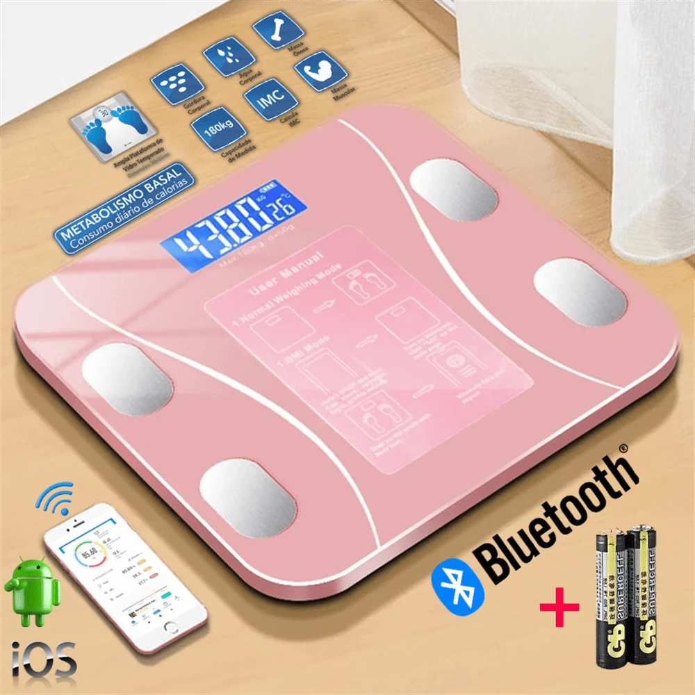 USB Bluetooth Bioimpedance Scale Body Measurement Via App Up To 140kg Weight Small Domestic Scale - LYDZC-battery-pink - View 1