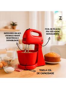 Durable Planetary Mixer, Chrome Steel, 300W Motor, Black, Red, White - 紅色 - 查看 3