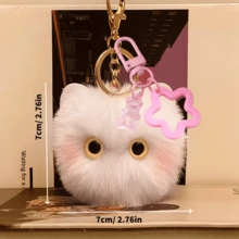 2 Stück Plüsch Katzen- und Teddybär-Schlüsselanhänger, weiß, pink, schwarz, rot, geeignet für Rucksäcke, Schlüssel und verschiedene Accessoires als Weihnachtsgeschenk