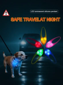 5pcs LED Pet Glow Pendant Collar, Waterproof Dog Collar Light With 3 Lighting Modes, Visible At Night For Outdoor Walking, Silicone LED Dog Collar Tag Light, Decoration For Night Safety, Battery Included - Multicolor - View 7