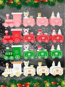 1/4pcs Christmas Baking Decor Mini Train Figurines, Santa Claus Gifts, Props & Scene Decor (The Mini Trains Are Hand-Painted, So Slight Color Variation May Occur, Which Is Normal And Not A Defect. Recommended Not To Purchase If You Require Exact Consistency).