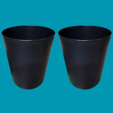 Juego de 2 cestos papelero compactos de polipropileno, libres de BPA; resistentes, ecológicos y funcionales para baño, oficina, escritorio y hogar. - Negro - Ver 3