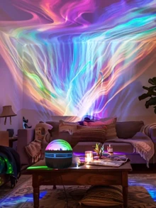 1pc Aurora Starry Sky Projection Light, Silver Hebei Aurora Starry Sky USB Projector Light, With Remote Control, Featuring 14 Different Lighting Effects Of LED Lights For The Milky Way, Starry Sky, And Aurora, Suitable For Room And Home Decoration Lights, Night Lights, Living Rooms, Bedrooms, Home Theaters, Birthdays, Parties, Camping, And Weddings. It Is A Perfect And Unique Decorative Atmosphere Light It Creates A Dreamy And Novel Atmosphere Of The Milky Way, Aurora And Starry Sky. It Is An Exquisite And Wonderful Gift! - Multi-color light - View 5