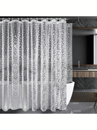 Shower Curtain, 3D Pebble PEVA Plastic Shower Curtain With Grommet Holes And Accessories, Heavy Duty Transparent Waterproof Shower Curtain Lining Bathroom Decoration Christmas Decor