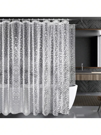 Shower Curtain, 3D Pebble PEVA Plastic Shower Curtain With Grommet Holes And Accessories, Heavy Duty Transparent Waterproof Shower Curtain Lining Bathroom Decoration Christmas Decor