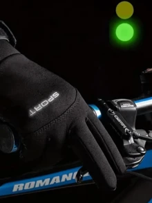 1pc, Men's Winter Warm Gloves, Bicycle Gloves, Cycling Gloves, Mountain Climbing Gloves, Can Touch The Screen, Thick Gloves, Suitable For Cycling, Worn Outdoors Autumn Outfits - A - View 4