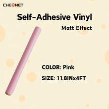 1pc Cheonet Permanent Adhesive Vinyl Matte/Glossy Colored Vinyl Sticker, Suitable For Party Decoration DIY - Pink - View 28