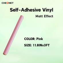 1pc Cheonet Permanent Adhesive Vinyl Matte/Glossy Colored Vinyl Sticker, Suitable For Party Decoration DIY - Pink - View 25