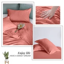 Juego De Cama De Color Sólido (2/3 Piezas), Hecho De 100% Poliéster De Alta Calidad, Suave Y Agradable Para La Piel, Transpirable Para Un Sueño De Alta Calidad Todas Las Noches, Duradero Y Resistente, Fácil De Usar Y Limpiar En La Vida Diaria. - Rosa oscuro - Ver 10