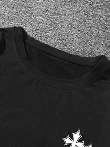 Camiseta de manga corta con estampado y hombros caídos, camiseta holgada para hombres, ideal para primavera y verano