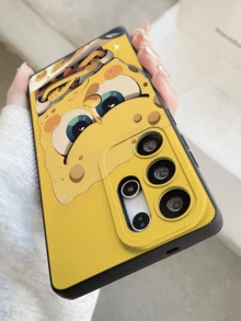 SPONGEBOB 1 carcasă de telefon moale neagră cu desene animate SpongeBob, compatibilă cu OPPO/Galaxy S22/S23/S24 Ultra, carcasă de protecție moale originală pictată manual, design anti-cădere, cadou excelent pentru prietenă