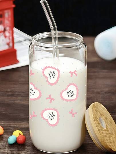 Glass Cup, High Borosilicate Glass, Sealed Bamboo Lid And Straw Cup, Reusable, Cold And Heat Insulation,Summer Outdoor, Suitable For Offices And Schools, For Coffee, Tea, Beer, Juice, Hot And Cold Drinks, Smoothies, Etc. Suitable For Parties, Festivals, Thanksgiving, Teachers' Day, Halloween, Christmas, Festival Gifts, For Mom, Lover, Boyfriend And Girlfriend Best Friend, A Gift For The Bride. Coffee Cup, Mug, Water Bottle