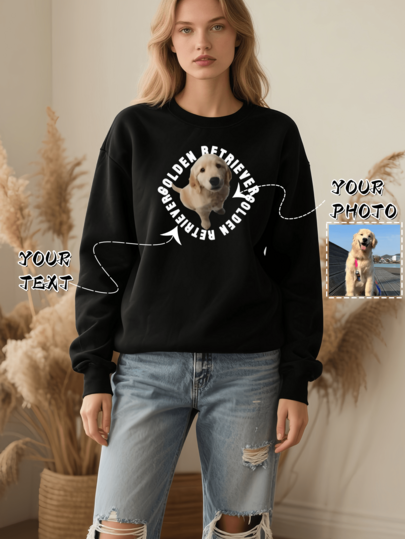 1 Stück individuell gestaltbares Damen-Langarmoberteil ohne Kapuze, individuell mit Ihren Lieblingsbildern und -texten gestaltbar, personalisieren Sie es mit Ihrem geliebten Haustier, einzigartiges personalisiertes Design, geeignet für den täglichen Gebrauch, Outdoor-Ausflüge, Sport und andere Anlässe, es ist das perfekte Geschenk für Familie, Freunde, Geburtstage und mehr.