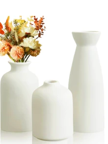 1pc/3pcs Set White Vases - 3pcs Decorative Small Vases, Modern Bohemian Style Rustic Home Decor, Accented With Reeds And Dried Flowers, Creative Stands, Can Be Placed On Tables, Bookshelves, Entryways - Vintage Morandi Vase 3-Piece Set Decorative Crafts Display TV Cabinet Soft Furnishings Beige Vase - Mocha - View 6