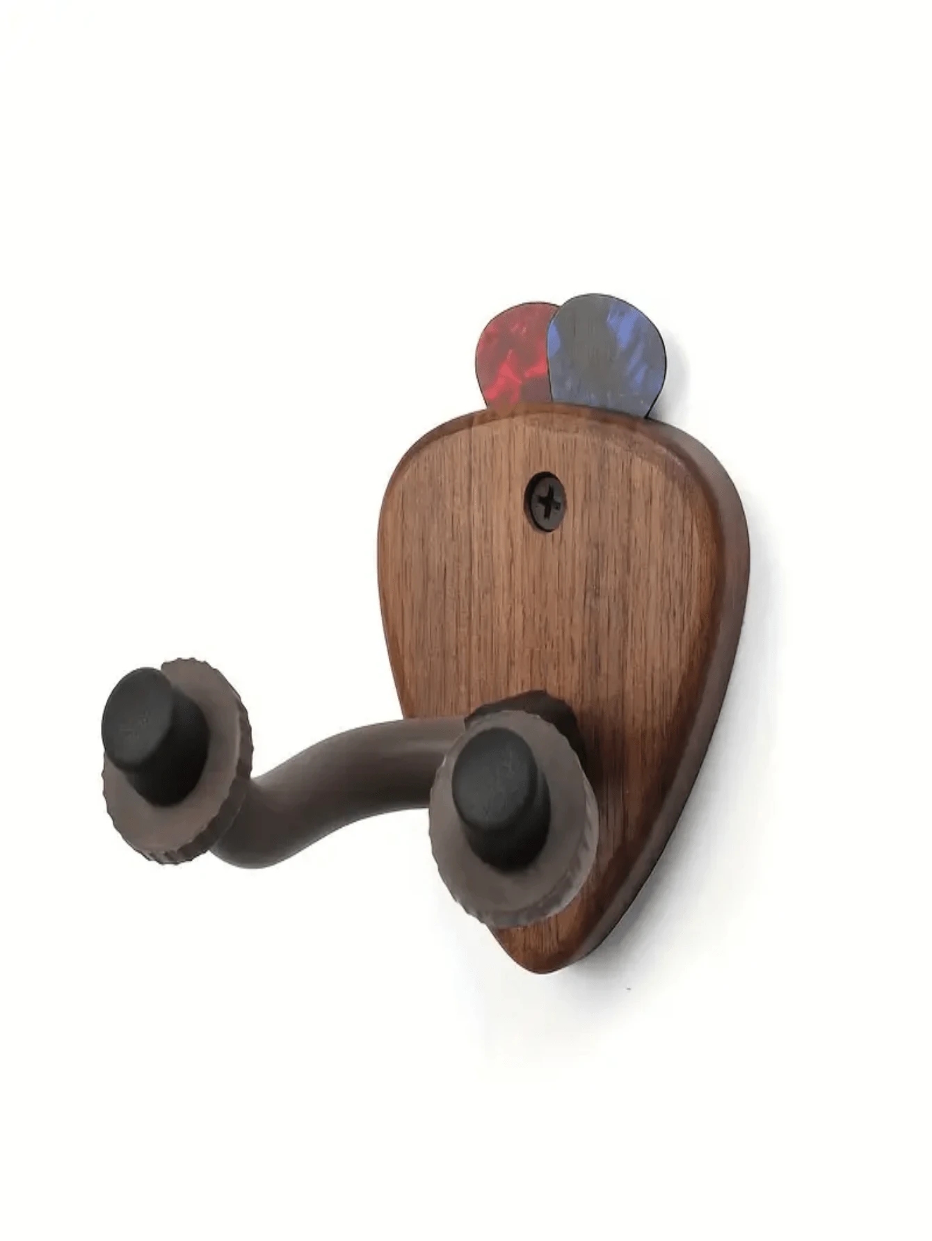 1pc Black Walnut Guitar Hook, Adjustable Ukulele/Electric Guitar Wall Mount Hanger, Durable Rubber & Iron Structure Non-Slip Wall Mounted Holder, Suitable For Acoustic Guitar, Electric Guitar, Bass, Ukulele, Woodwind Instruments, Ideal For Instrument Accessories, Wall Decor, Music Room, Bedroom, Band, Musician Gifts