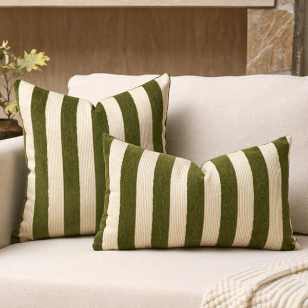 1pc Striped Chenille Decorative Throw Pillow Cover, Soft Modern Abstract Bohemian Style Home Decor Cushion For Sofa, Bedroom, Living Room, All Season, Also Suitable As Gift