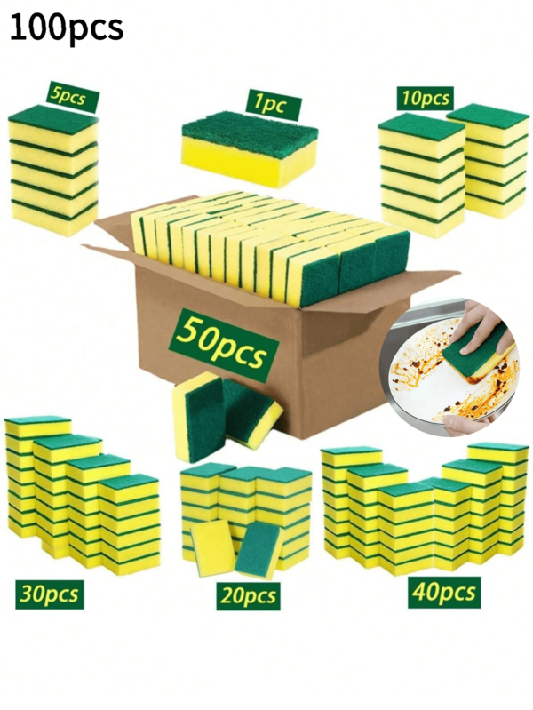 100 Pieces/Dishwashing Sponge Cleaning Cloth Dishwashing Brush Absorbent Sponge Block Kitchen Supplies Dishwashing Cloth Magic Sponge Brush Scouring Pad, Pot Brush And Dishwashing Brush Tool, Absorbent Sponge Block, Kitchen Dishwashing Cloth, Magic Sponge, Kitchen, Bathroom, Home, Household Supplies Supplier For Halloween And Christmas