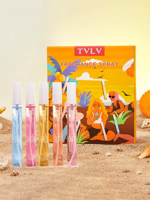 1pc/5pcs Beach Digital Spray Set, With 5 Different Scents | Durable, Natural, Fresh And Charming Portable Air Refreshing Spray, Suitable For Parties | Parties | Girlfriend Birthday Gifts