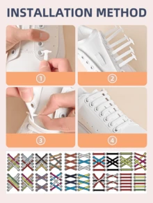 16 piezas de cordones elásticos de silicona sin atar - Adecuados para zapatos deportivos, zapatos casuales y zapatos atléticos | Fáciles de limpiar