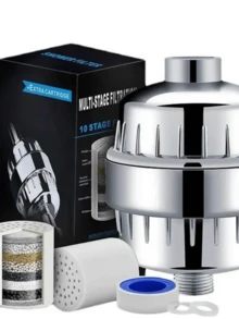 20级淋浴过滤系统，包含软水器、除氯器和滋养肌肤的淋浴喷头 - 家用过滤套装，是圣诞节/节日送礼佳品，浴室用品，浴室配件，浴室工具 - 杏色 - 查看 5