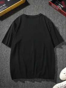 Camiseta de manga corta con estampado y hombros caídos, camiseta holgada para hombres, ideal para primavera y verano