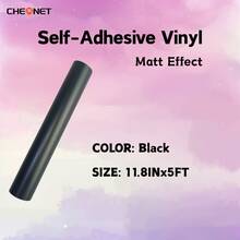 1pc Cheonet Permanent Adhesive Vinyl Matte/Glossy Colored Vinyl Sticker, Suitable For Party Decoration DIY - Black - View 26