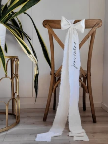 Custom Wedding Ribbons, Custom Text/Names, Reserved Chair Ribbons, Commemorative Wedding Signs, Wedding Cloth Labels, Reserved Chair Ribbons, Wedding Chair Seat Ribbons, Personalized Ribbon Seat Tags, Wedding Chair Decorative Name Place Tags, White Wedding Ribbons, Decorative Ribbons, Gift Ribbons And Cloth Ribbons For Baptisms
