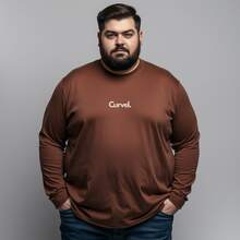 Men's Rock And Roll Metal Plus Size Long Sleeve T-Shirt 100% Cotton - 鏽棕色 - 查看 2