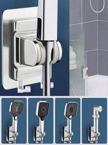 1pc Removable Adjustable Shower Head Holder, Bathroom Drill-Free Shower Rack, Wall-Mounted Shower Bracket, Universal Shower Head Base, Bathroom Accessories