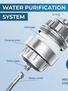 20级淋浴过滤系统，包含软水器、除氯器和滋养肌肤的淋浴喷头 - 家用过滤套装，是圣诞节/节日送礼佳品，浴室用品，浴室配件，浴室工具 - 杏色 - 查看 4