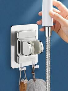 1pc Removable Adjustable Shower Head Holder, Bathroom Drill-Free Shower Rack, Wall-Mounted Shower Bracket, Universal Shower Head Base, Bathroom Accessories