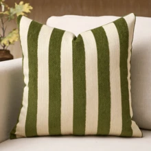 1pc/2pcs Green Striped Chenille Decorative Throw Pillow Cover, Soft Modern Abstract Bohemian Style Cushion Cover For Sofa, Bedroom, Living Room, Suitable For All Seasons, Also Can Be Used As Gift - Green - View 26